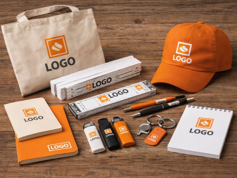 Giveaways f&uuml;r Unternehmen wie Kappen, Taschen, Beutel, Zollst&ouml;cke, Notizbl&ouml;cke, Schl&uuml;sselanh&auml;nger und Feuerzeuge mit Logo bedrucken lassen