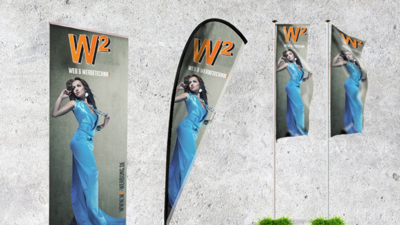 Sonstige Werbemittelproduktion: Flaggen und Beachflags, Rollups und mehr