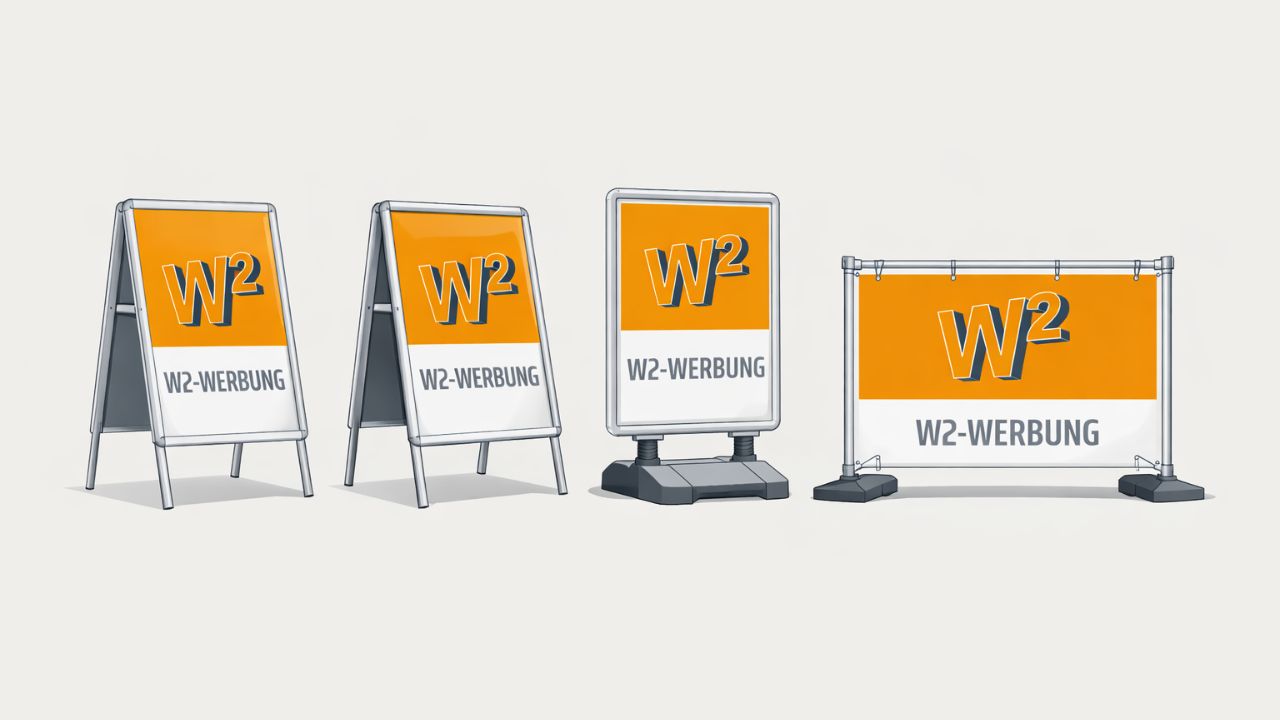 Werbemittel f&uuml;r Au&szlig;enwerbung in Paderborn mit eigenem Logo anfertigen lassen (Aufsteller, Kundenstopper, Banner, usw.)