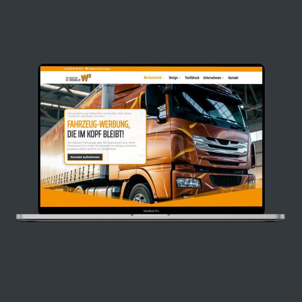 Website mit W2 Werbung